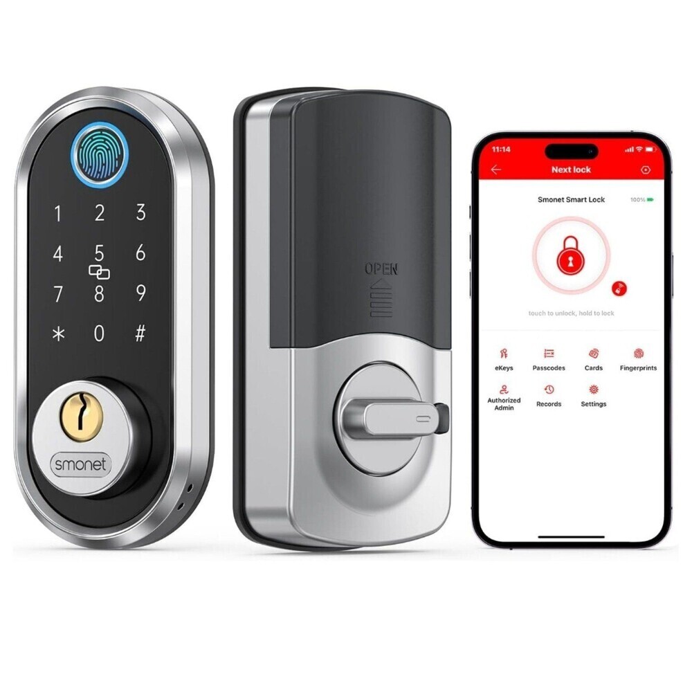 Smart Door Lock, Fingerprint Deadbolt with Keypad, Keyless Entry Front Door Lock